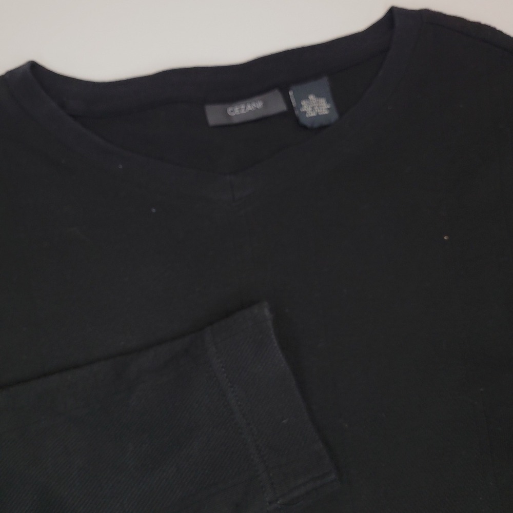 Cezani Long Sleeve V-Neck Mens XL Black Excellent Ribbed Cotton Viscose Shirt